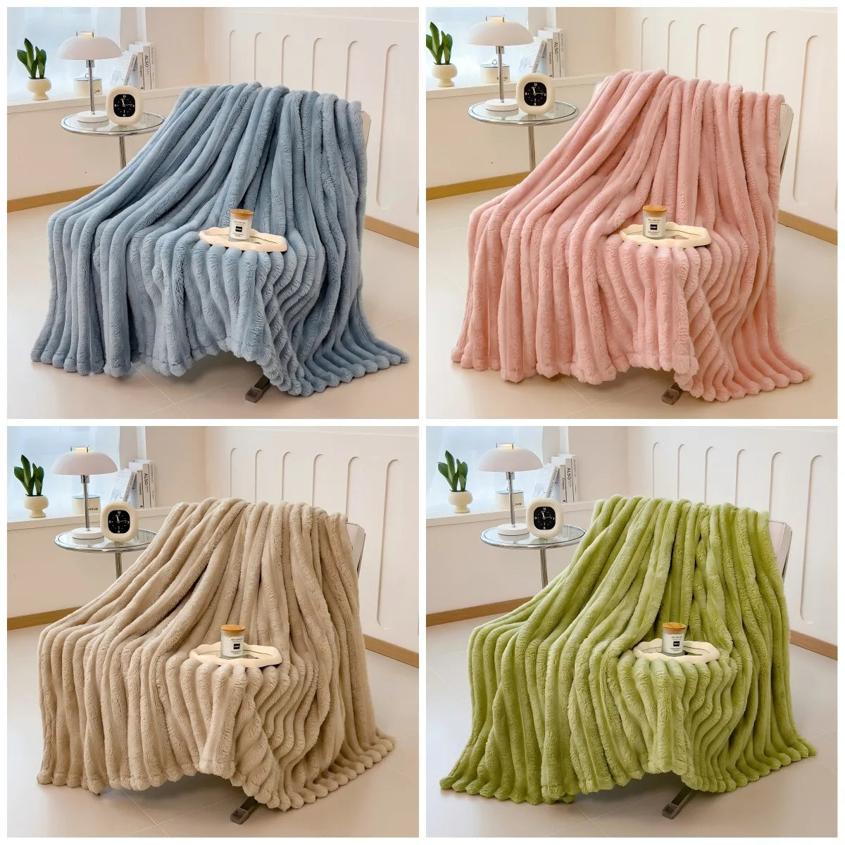 Thickened Multifunctional Striped Blanket - Cozy Bed Cover & Nap Blanket 4
