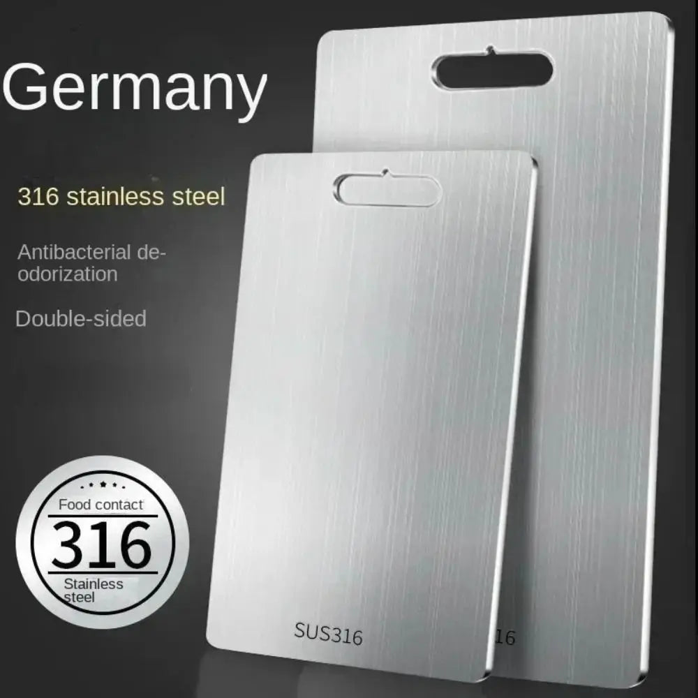 Thickened Stainless Steel Antibacterial Cutting Board - Double-Sided Use for Safety 0