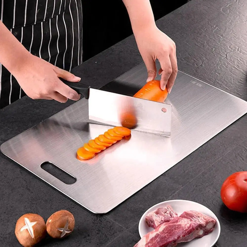 Thickened Stainless Steel Antibacterial Cutting Board - Double-Sided Use for Safety 1