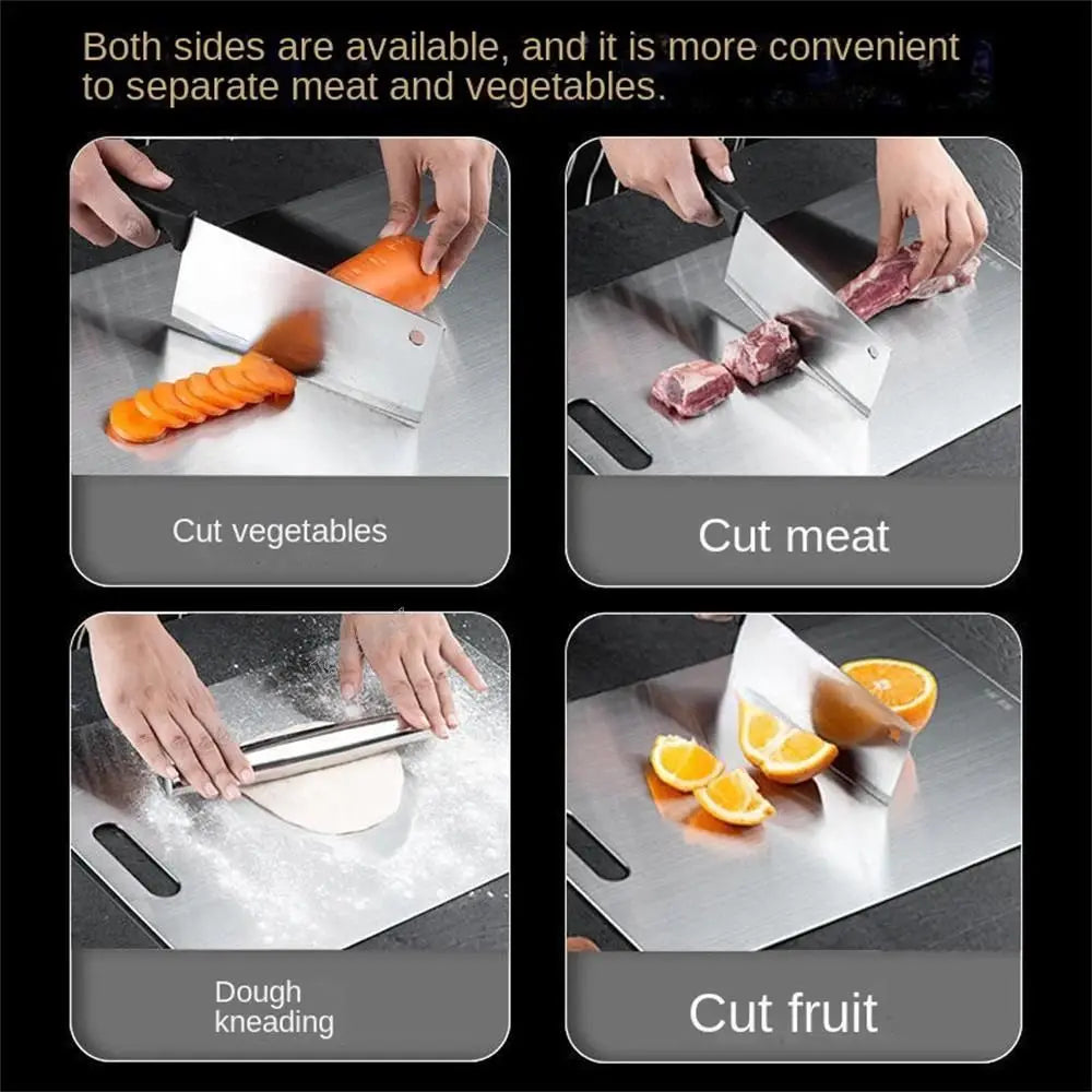Thickened Stainless Steel Antibacterial Cutting Board - Double-Sided Use for Safety 5