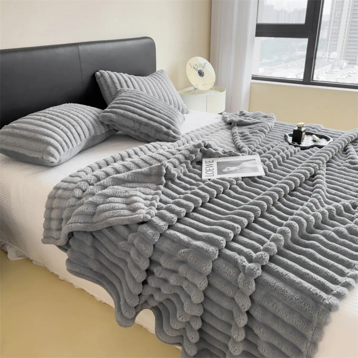 Thickened Wide Striped Blanket - Versatile Bed, Nap, & Pet Cover 10