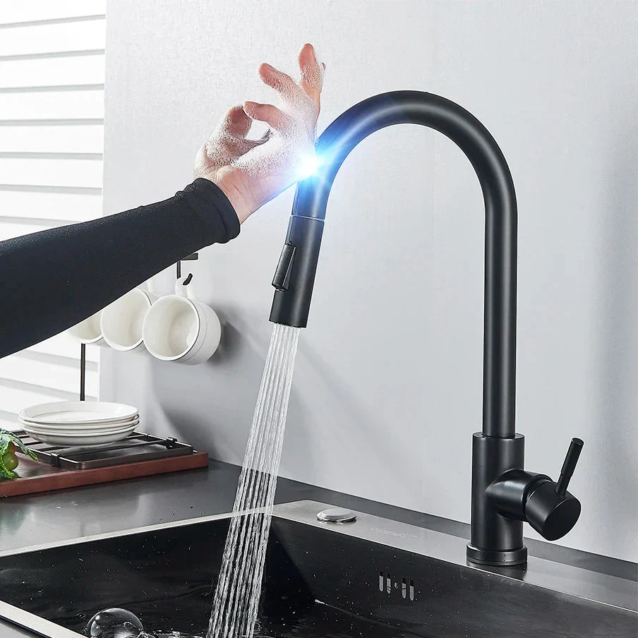 Touch Sensor Kitchen Faucet with Pull-Out Spray, Brushed Nickel Finish 0