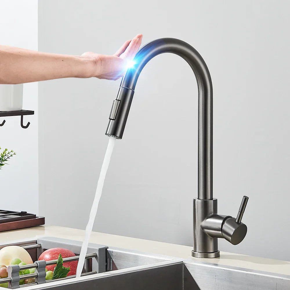Touch Sensor Kitchen Faucet with Pull-Out Spray, Brushed Nickel Finish 2