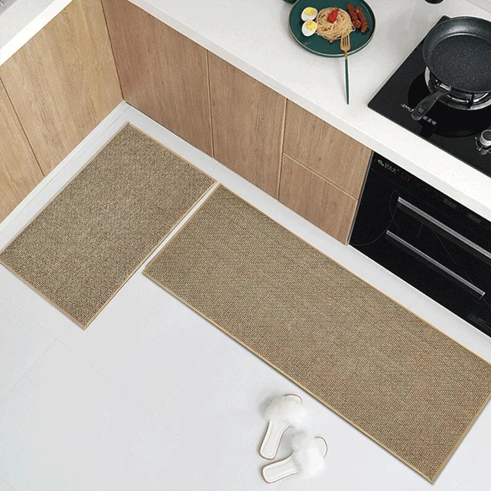 Washable Non-Slip Faux Sisal Kitchen Runner Rug - Durable Kitchen Mat 4